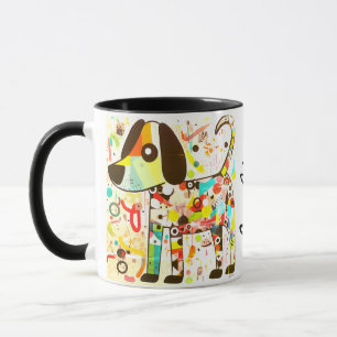 Taza Perro de arte pop abstracto arcoíris - Geométrico 
