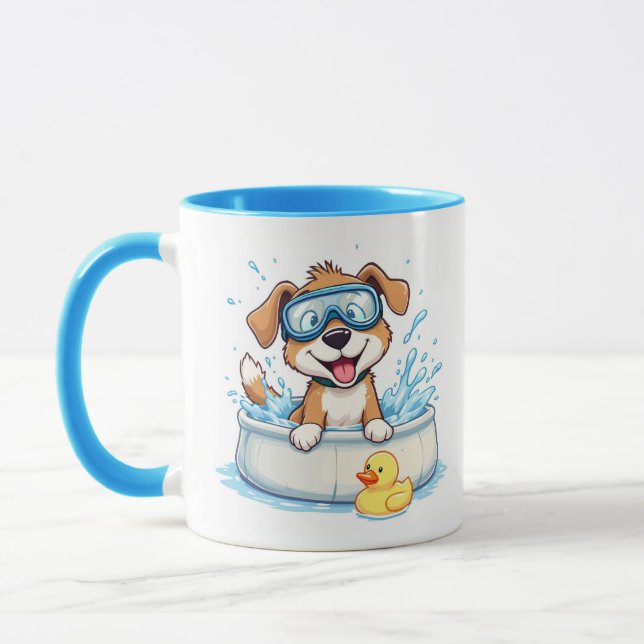 Taza Perro de baño juguetón - Regalo divertido para los (Izquierda)