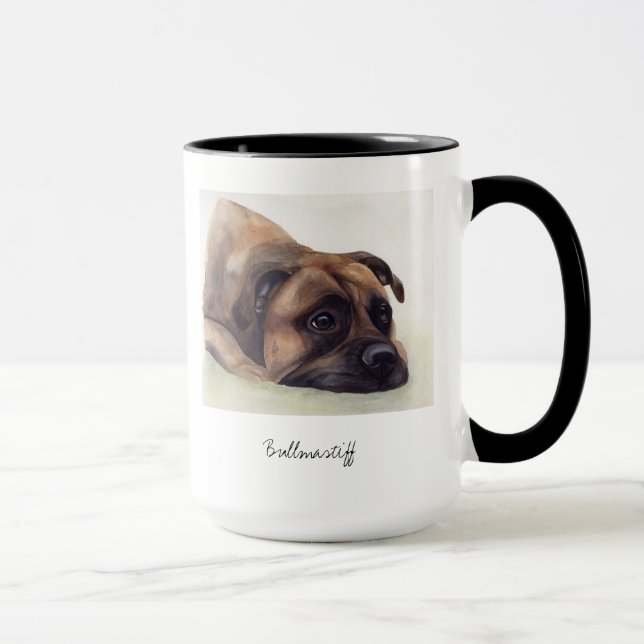 Taza Perro de Bullmastiff pintado en Acuarela (Derecha)
