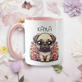 Taza Perro de cachorro de pug lindo personalizado