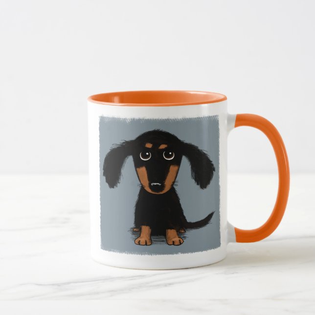Taza Perro de cachorro negro y moreno de Tan Dachshund (Derecha)