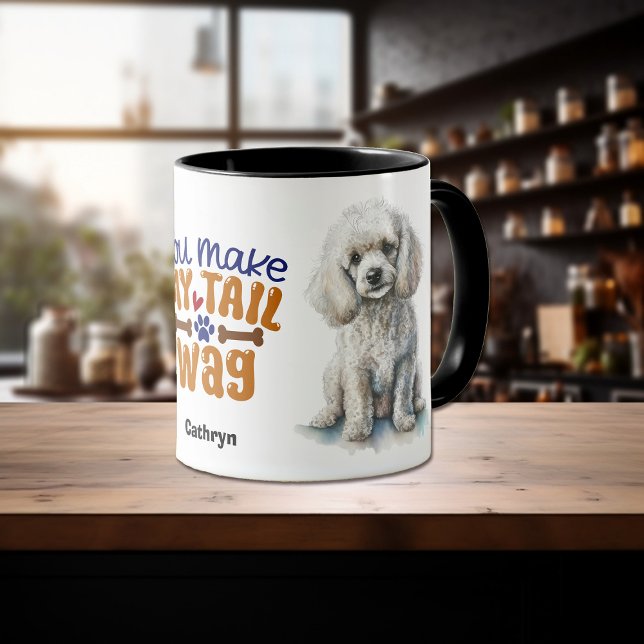 Taza Perro de caniche blanco que haces mi mordaza de co (Subido por el creador)
