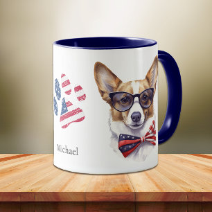 Taza Perro de Corgi, Bandera Patriótica de los Estados 