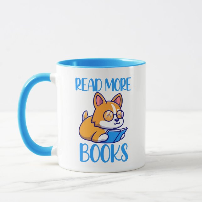 Taza Perro de Corgi que lee Mug (Izquierda)