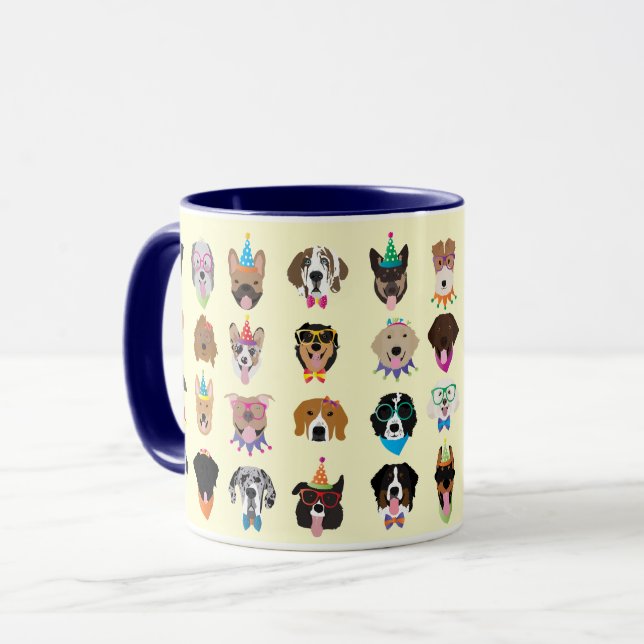 Taza Perro de cumpleaños feliz enfrenta a animales pobr (Anverso izquierdo)