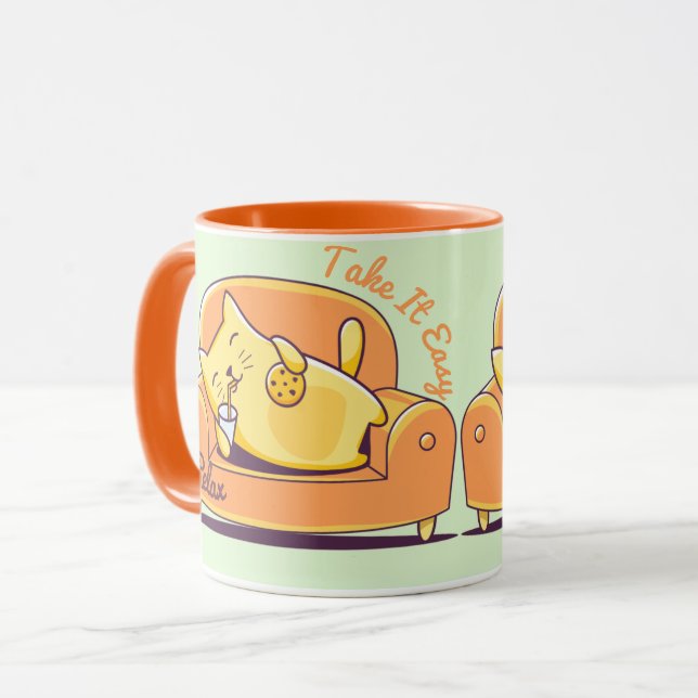 Taza Perro de gato relajante (Anverso izquierdo)