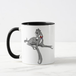 Taza Perro de Greyhound con agua y Tuxedo blanco
