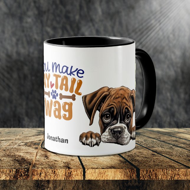Taza Perro de la Boxeadora De Peeking Cuidado Que Me Ha (Subido por el creador)