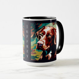 Taza Perro de laboratorio de chocolate en monograma de 