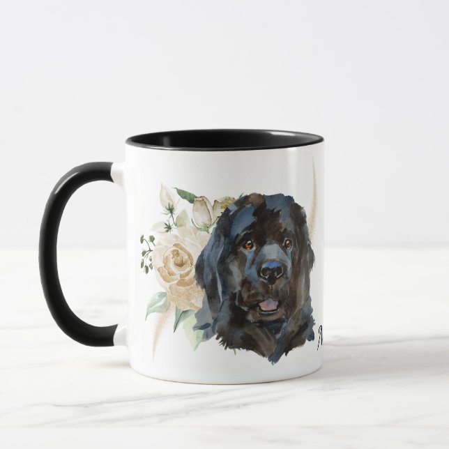 Taza Perro de Newfoundland Bouquet White Rose (Izquierda)