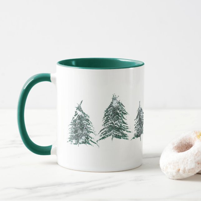 Taza Perro de pájaros nevados (Con donut)