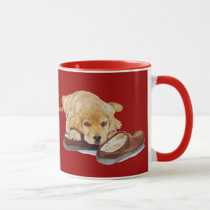 Taza perro de perrito lindo del golden retriever con