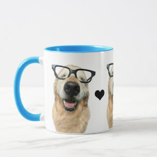 Taza Perro de recuperación de oro feliz con anteojos ne