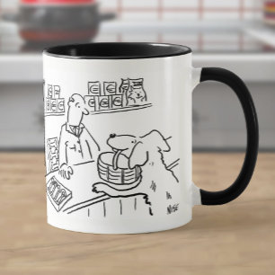 Taza Perro de tienda de mascotas llevando una cesta de 