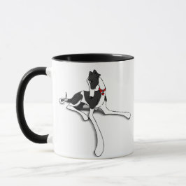 Taza Perro de vaca blanco y negro