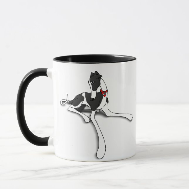 Taza Perro de vaca blanco y negro (Izquierda)