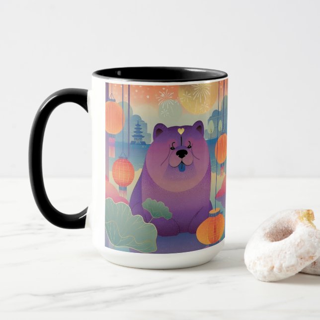 Taza Perro de vaca POLLY PLUM 15 onzas Mug (Con donut)