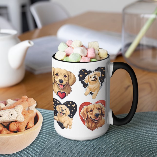 Taza Perro de Valentine Golden Retriever (Cute Valentine Golden Retriever Dog Mug)