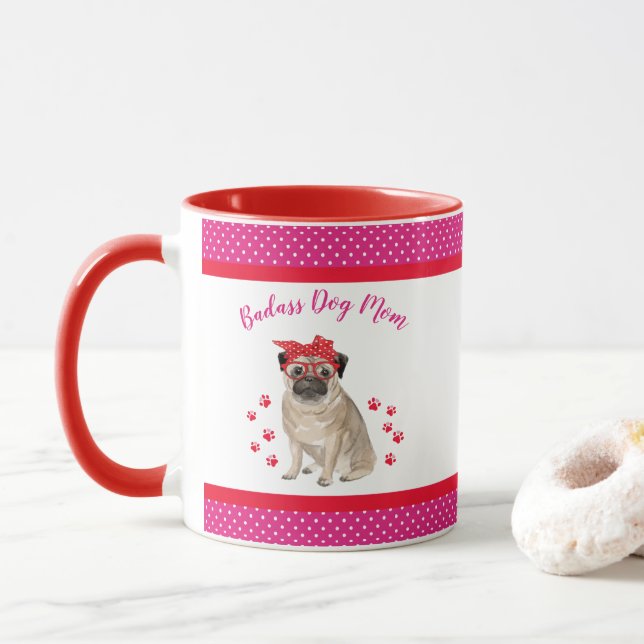 Taza Perro del Día de la Madre Perro Pug Perro (Con donut)