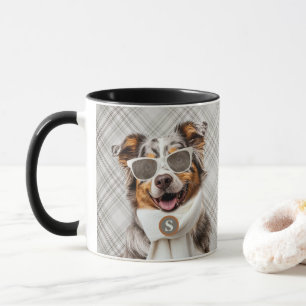 Taza Perro elegante de pastor australiano y monograma a