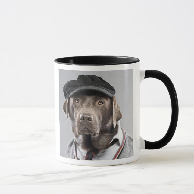 Taza Perro en suéter y casquillo (Derecha)
