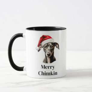 Taza Perro Galgo Italiano Sombrero de Santa Navidad
