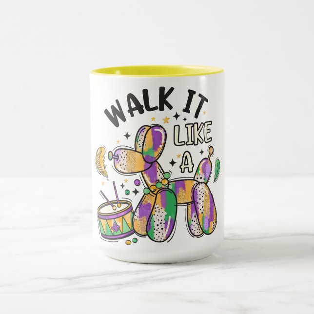 Taza Perro globo Mardi Gras (Centro)