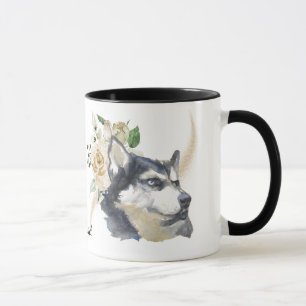 Taza Perro Husky Siberiano de Rosa Blanca