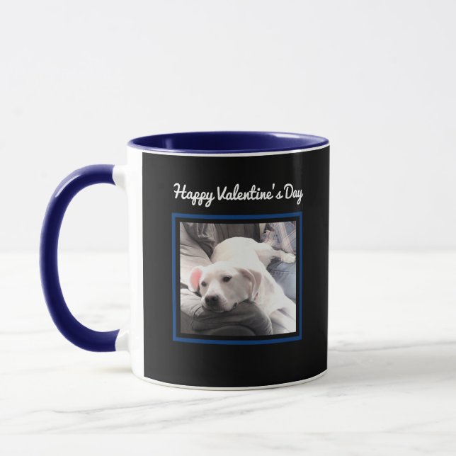 Taza Perro lindo dos Día de San Valentín azul de la arm (Izquierda)
