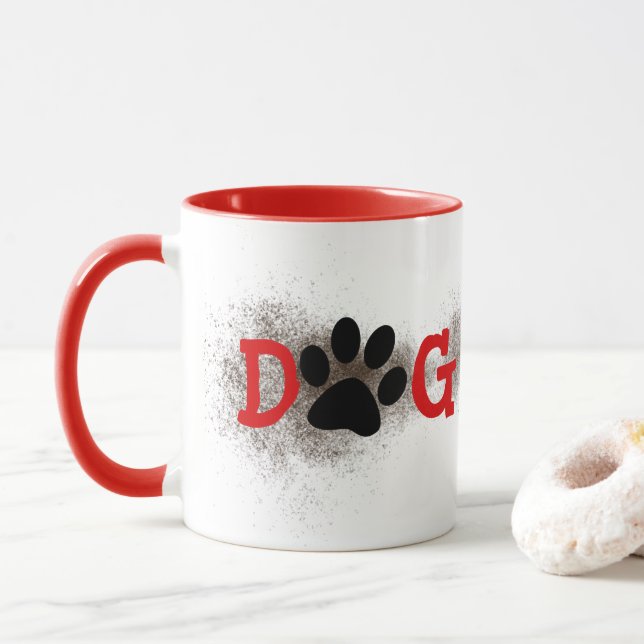 Taza Perro Mamá con huellas de suciedad (Con donut)