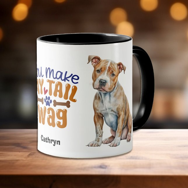 Taza Perro marrón de Pitbull que haces mi mordaza de co (Subido por el creador)
