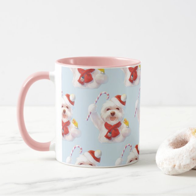 Taza Perro navidad con candy cane (Con donut)