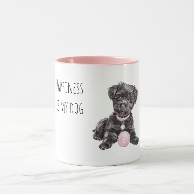 Taza Perro Negro Bola Rosa (Centro)