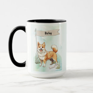 Taza Perro noruego Lundehund Acuarela Personalizado