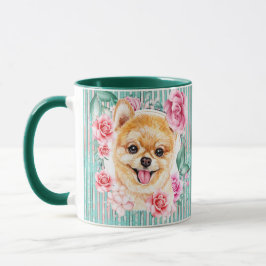 Taza Perro panomerano cara ilustracion mono rosa modern