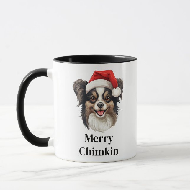 Taza Perro Papillon Sombrero de Santa Navidad (Izquierda)
