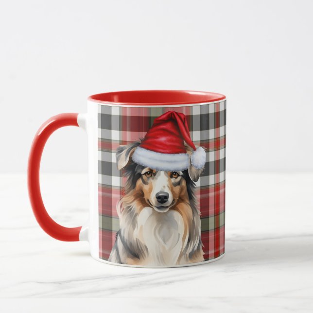 Taza Perro pastor australiano y Navidades de felpa (Izquierda)