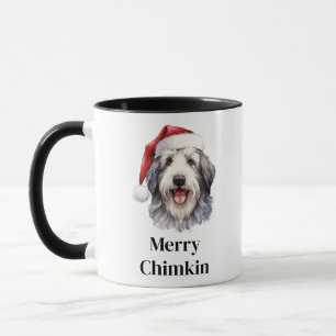 Taza Perro pastor inglés antiguo sombrero de Santa Navi