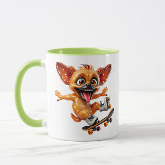 Taza Perro Patinando Dibujo Animado Cachorro Brillante 