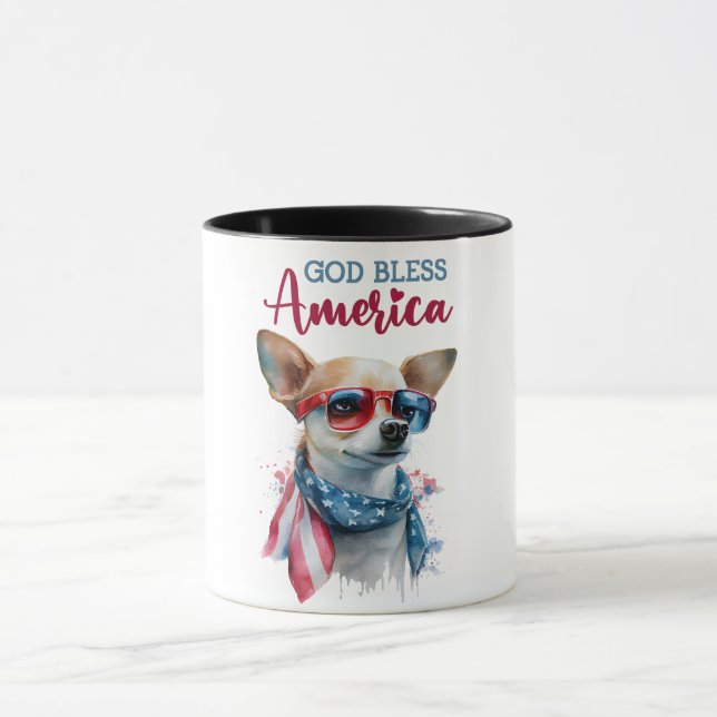 Taza Perro patriótico-Chihuahua (Centro)