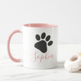 Taza Perro Paw Nombre personalizado Perro Lover Persona