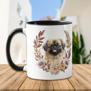 Taza Perro Pekingese: Wreath de otoño