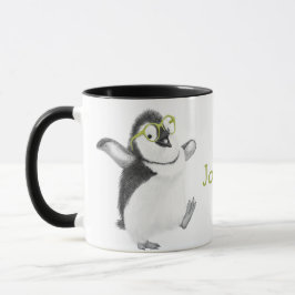 Taza Perro pingüino personalizado con mango negro