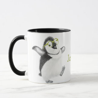 Taza Perro pingüino personalizado con mango negro