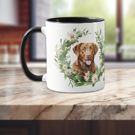 Taza Perro recuperador de la bahía de Chesapeake Wreath