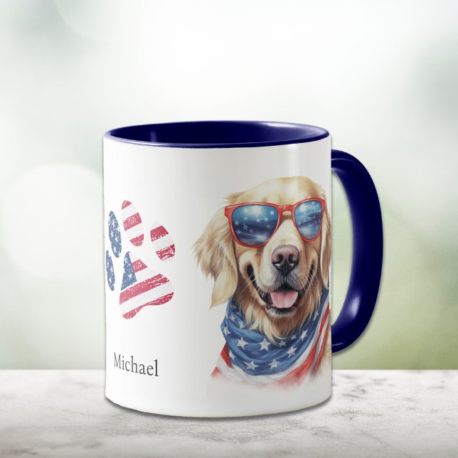 Taza Perro recuperador de oro de la bandera de Estados  (Subido por el creador)