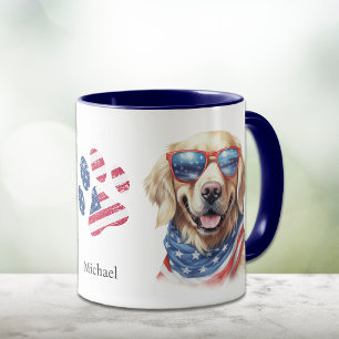 Taza Perro recuperador de oro de la bandera de Estados 