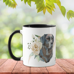 Taza Perro recuperador del Bouquet Labrador de rosa bla