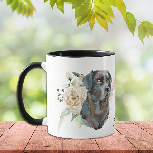 Taza Perro recuperador del Bouquet Labrador de rosa bla (Subido por el creador)