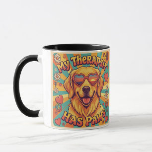 Taza Perro Retriever Dorado Divertido Mi Terapeuta Tien